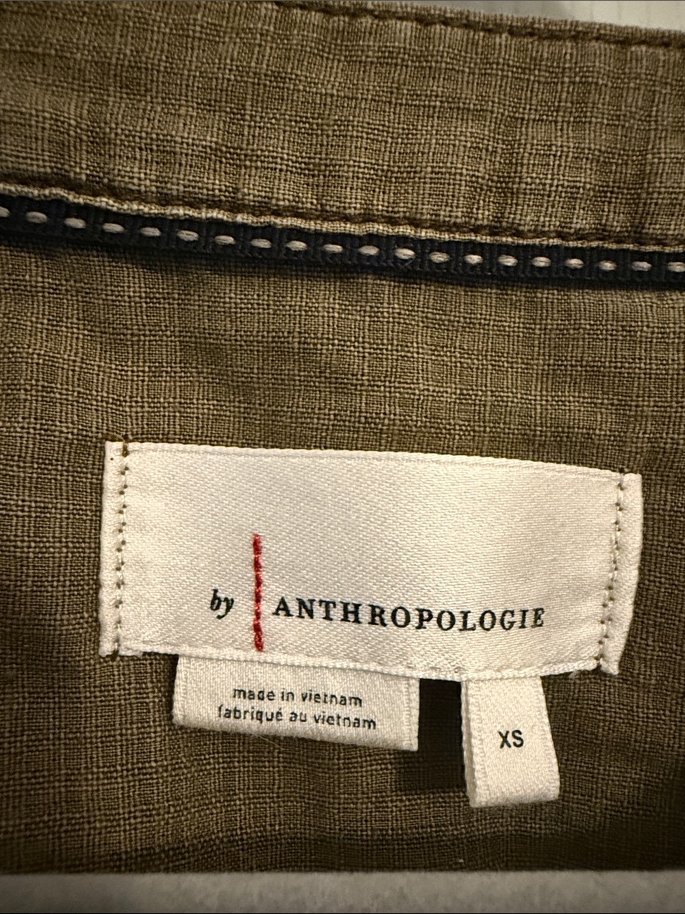 Anthropologie Olive-Textured Linen/Cotton Dress - XS - Picture 2 of 8